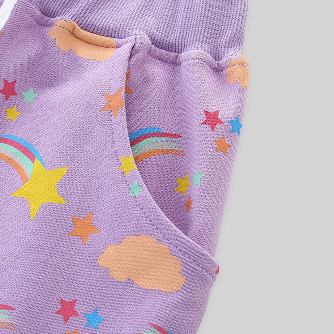 Girls Printed Rib Waist Elasticated Shorts Shorts   