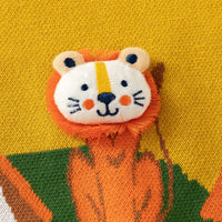 Boys Yellow Knitted Sweater With Lion Face Applique Sweaters & Cardigans