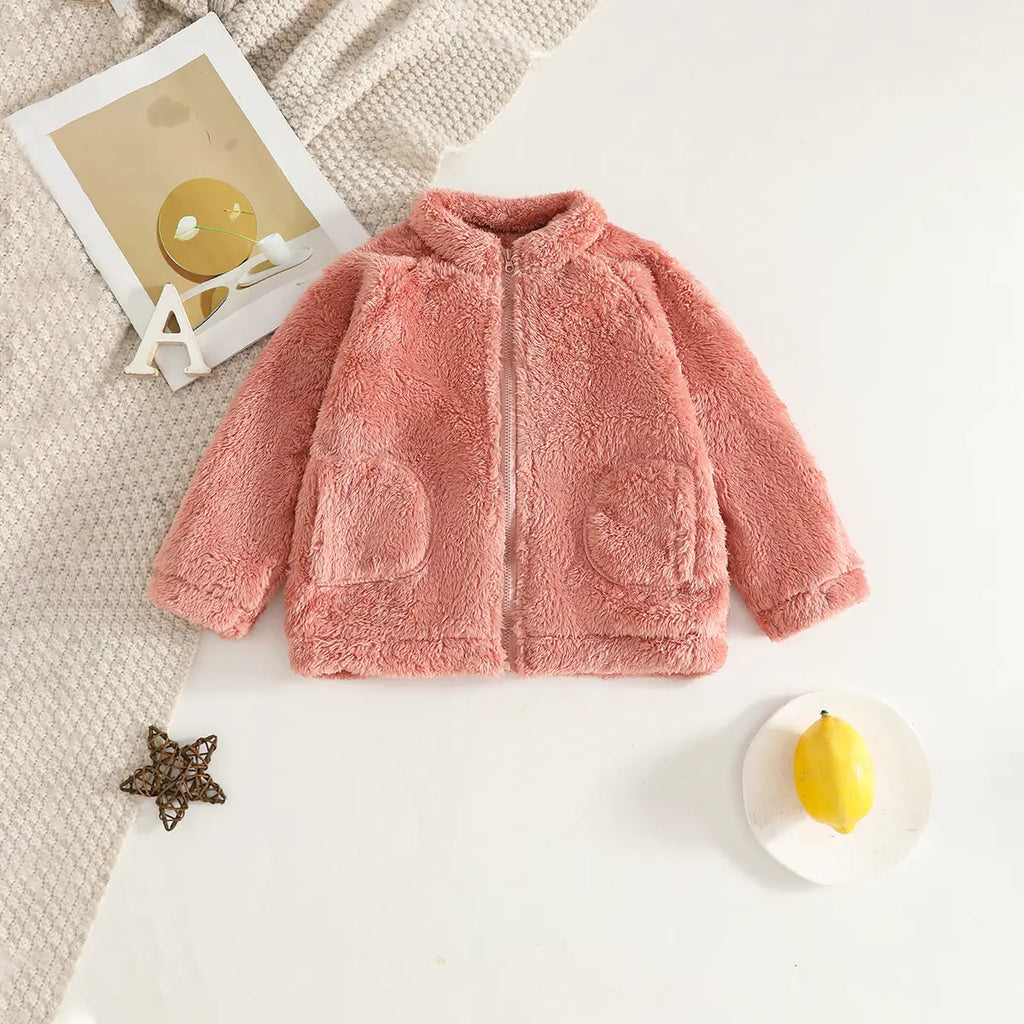 Girls Pink Polar Fleece Zipper Jacket With Jogger Co-ord Sets Sets