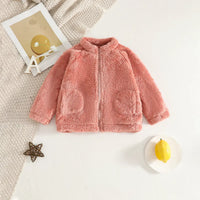 Girls Pink Polar Fleece Zipper Jacket With Jogger Co-ord Sets Sets