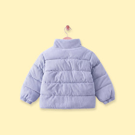 Girls Lavender Textured Long Sleeve Jacket Coats & Jackets