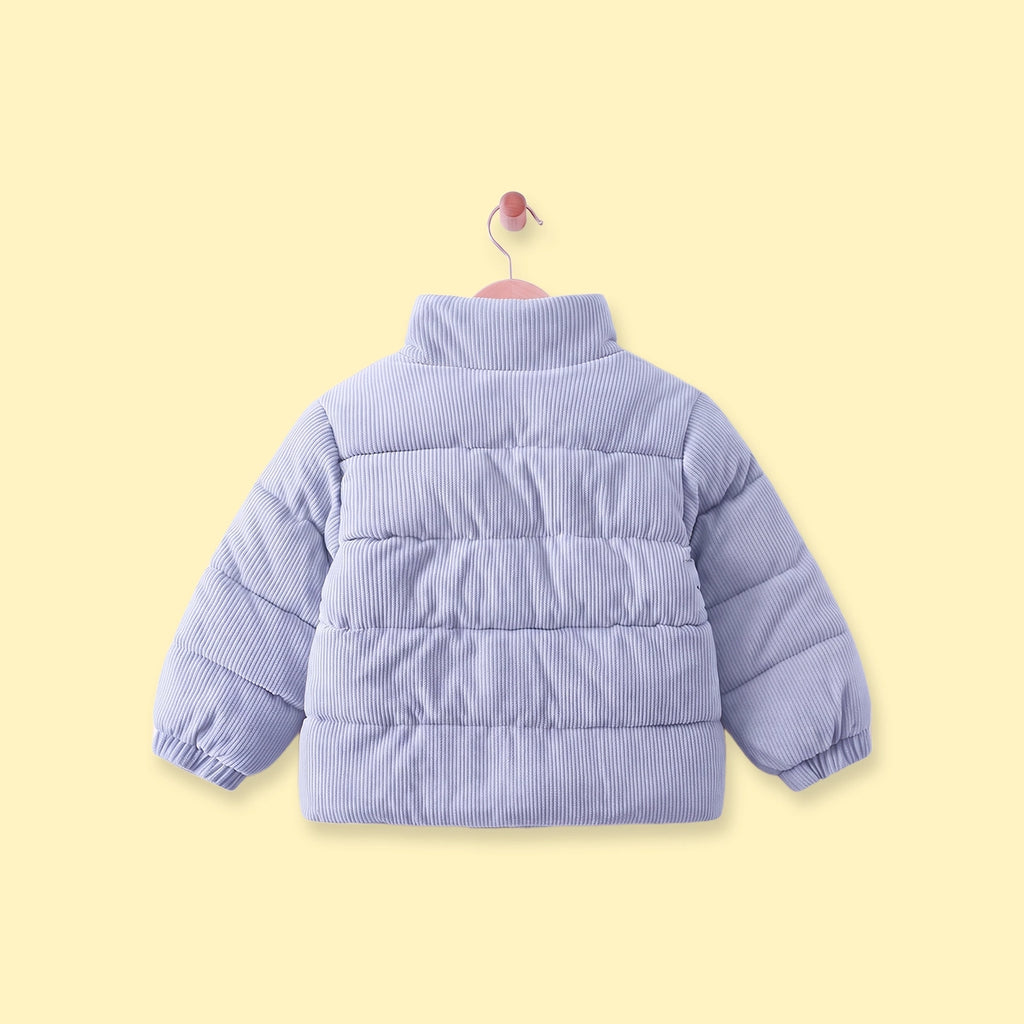 Girls Lavender Textured Long Sleeve Jacket Coats & Jackets
