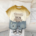 Boys Yellow Ombre Printed T-Shirt With Denim Shorts Set 2 pc. Sets Yellow 1-2 Y