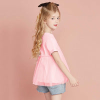 Girls Short Sleeve Mesh Detailed T-Shirt Tshirts   