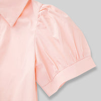 Girls Light Pink Bunny Applique Puff Sleeve Shirt Dress Casual Dresses