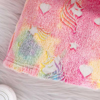 Girls Multicolor Self-Design Unicorn Patterns Fleece T-shirt Dress Casual Dresses
