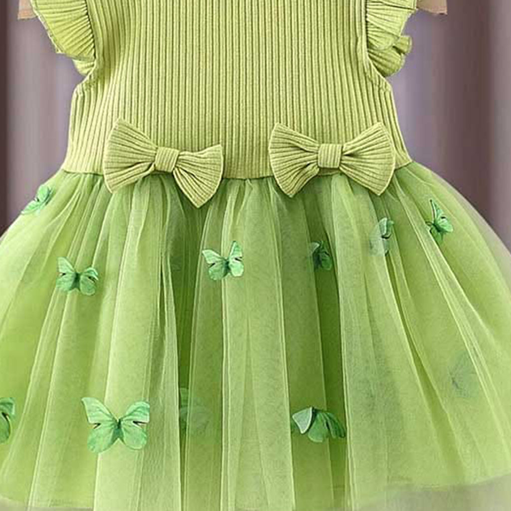 Girls Butterfly Applique Tulle Overlay Fit & Flare Dress Casual Dresses