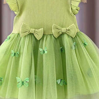 Girls Butterfly Applique Tulle Overlay Fit & Flare Dress Casual Dresses