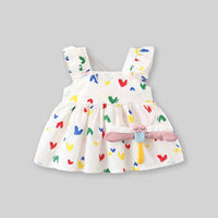 Girls Sleeveless Heart Print Top Tops   