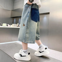 Boys Light Blue Graphic Print Denim Shorts Shorts