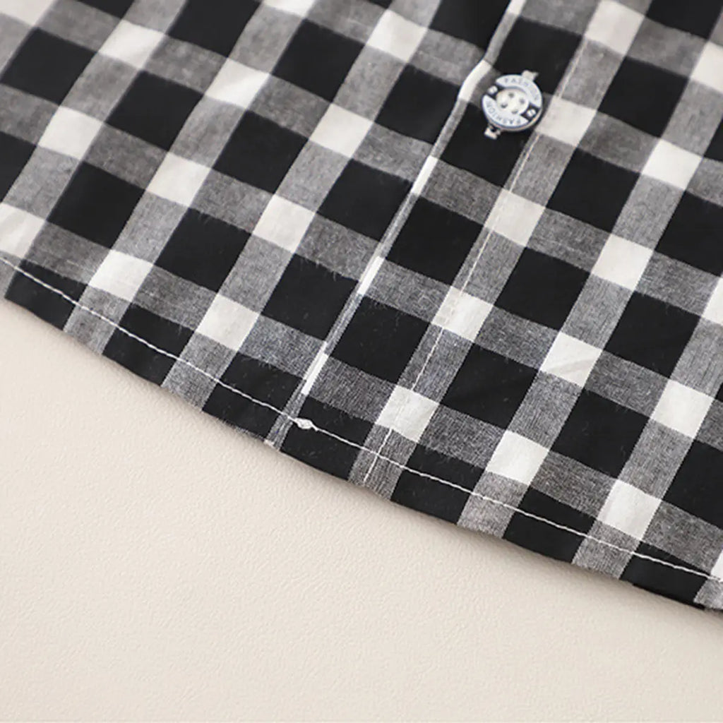 Boys Black Checked Shirt With Cargo Shorts Sets Sets