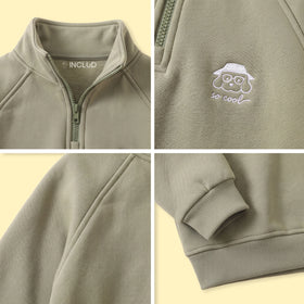 Boys Sage Green Embroidered Long Sleeve Sweatshirt Sweatshirts & Hoodies