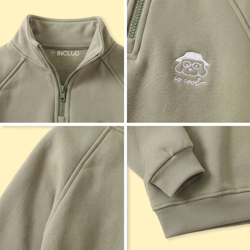 Boys Sage Green Embroidered Long Sleeve Sweatshirt Sweatshirts & Hoodies