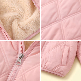 Girls Light Pink Long Sleeve Hooded Puffer Jacket Coats & Jackets