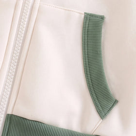 Boys Olive Green Colorblocked Zip-Up Hoodie Sweatshirts & Hoodies