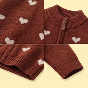 Girls Maroon Heart Raglan Sleeve Cardigan Sweaters & Cardigans