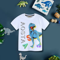 Boys Dinosaur Print Short Sleeves T-Shirt Tshirts White 1-2 Y 