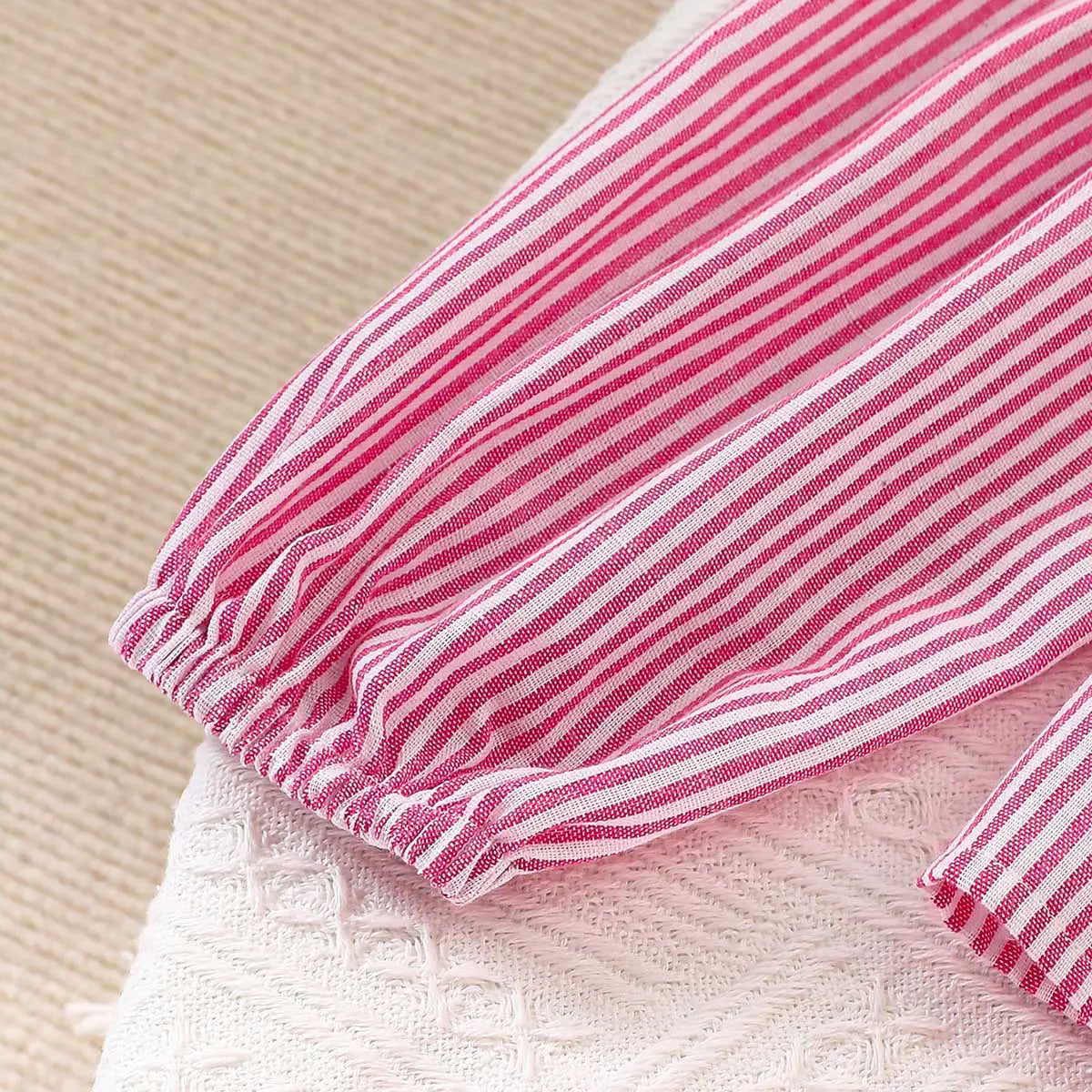 Girls Pink Stripes Peplum Top With Pant Co-ord Sets 2 pc. Sets
