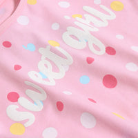 Girls Pink Polka Dot Printed Top With Shorts Co-ord Sets Sets