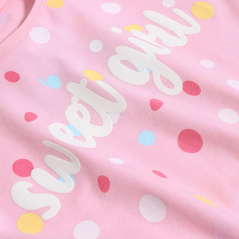 Girls Pink Polka Dot Printed Top With Shorts Co-ord Sets Sets
