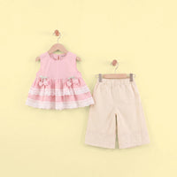 Girls Pink Cherry Applique Sleeveless Top with Pants Sets 2 pc. Sets Pink 1-2 Y