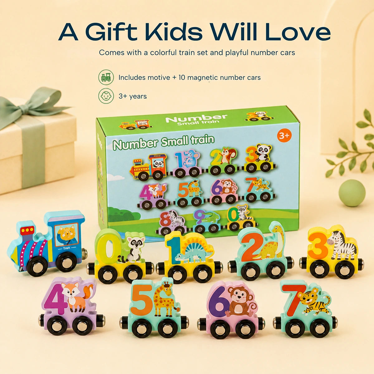 INCLUD Wooden Magnetic Number Train Set - Count, Connect & Play Trending Accessories