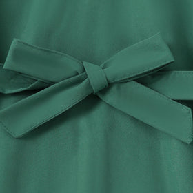 Girls Green Short Sleeves Lace V-Neck Dress Casual Dresses