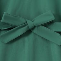 Girls Green Short Sleeves Lace V-Neck Dress Casual Dresses
