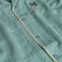Boys Green Embroidered Shirt With Cargo Pocket Shorts Sets 2 pc. Sets