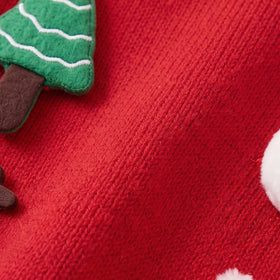 Girls Red Jacquard Long Sleeve Sweater Sweaters & Cardigans