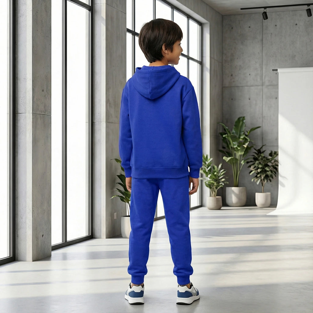 Boys Dark Blue K-Pop Fever Graphics Hoodie With Jogger Co-ord Sets Sets
