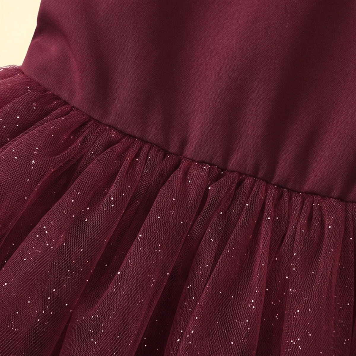 Girls Maroon Glitter Print Sleeveless Party Gown Party Dresses