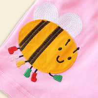 Girls Rib Waist Embroidery Appliqué Shorts Shorts   