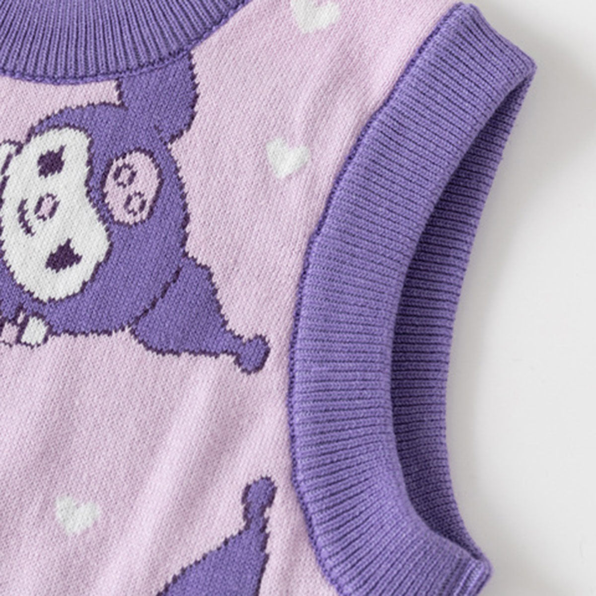 Girls Purple Self-Design Jacquard Sweater Vest Sweaters & Cardigans