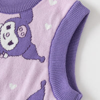 Girls Purple Self-Design Jacquard Sweater Vest Sweaters & Cardigans