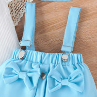 Girls Flared Sleeve Top With Suspender Skirt & Hat Set Sets   