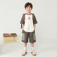 Boys Brown Elasticated Waist Shorts with Contrast Flap Pockets Shorts Brown 3-4 Y