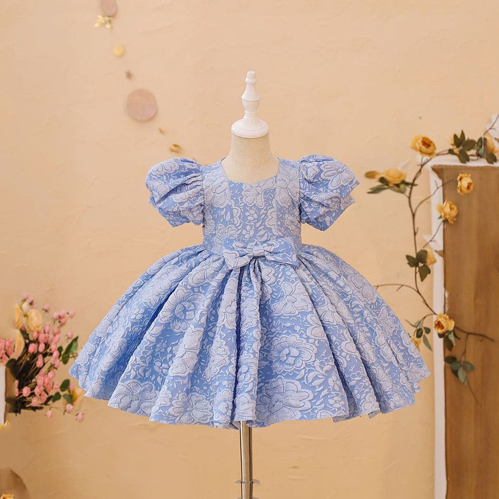 Girls Floral Textured Party Dress