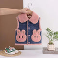 Girls Trendy Sleeveless Denim Jacket with Pink Fleece Lining & Bunny Applique Coats & Jackets Pink 1-2 Y