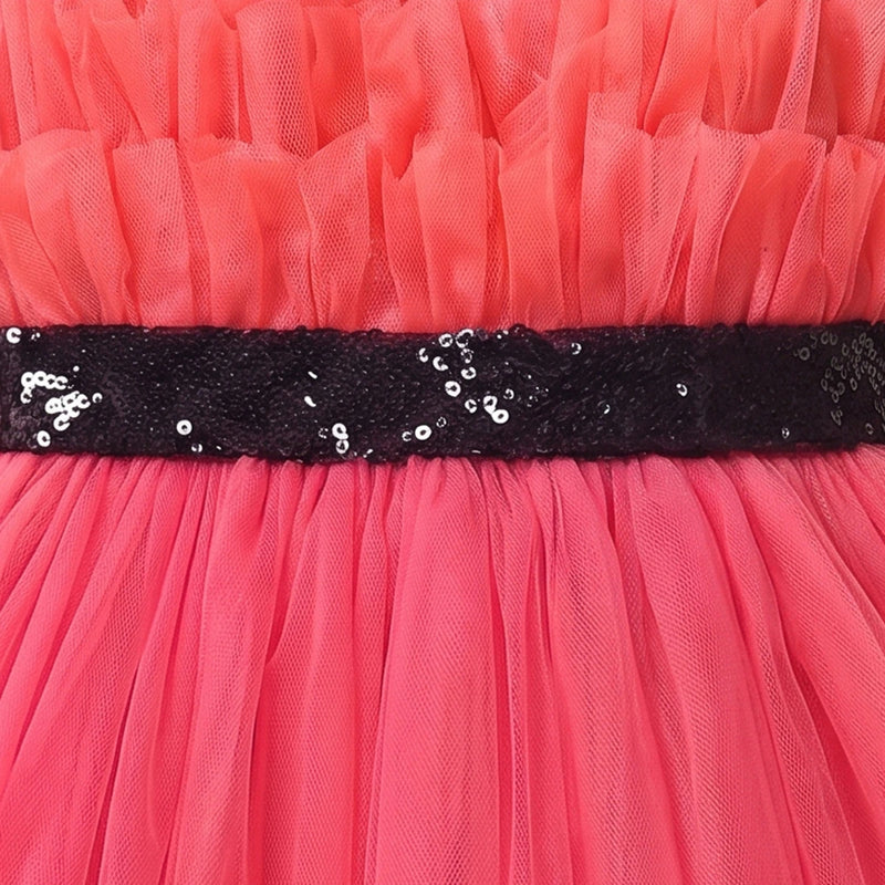 Girls Pink Ruffled Sleeveless Fit & Flare Party Dress Party Dresses