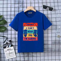 Boys Blue Headphone Graphic Short Sleeves T-Shirt Tshirts Blue 5-6 Y