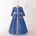 Girls Blue Ethnic Motifs Print Fit & Flare Dress Casual Dresses Blue 3-4 Y