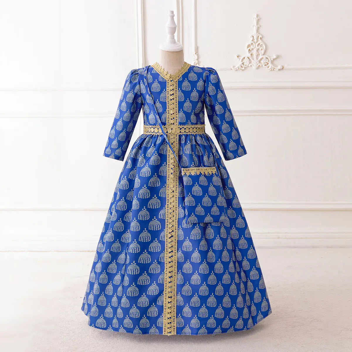 Girls Blue Ethnic Motifs Print Fit & Flare Dress Casual Dresses Blue 3-4 Y