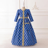 Girls Blue Ethnic Motifs Print Fit & Flare Dress Casual Dresses Blue 3-4 Y