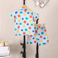 Boys Blue Short Sleeve Printed Shirt With Short Set 2 pc. Sets