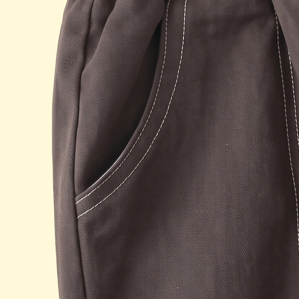 Boys Dark Brown Embroidered Jogger Pants