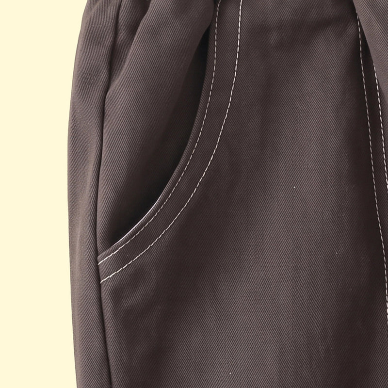 Boys Dark Brown Embroidered Jogger Pants