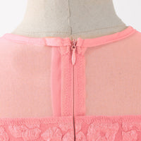 Girls Pink Puff Sleeve Fit & Flare Textured Dress Casual Dresses