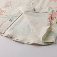 Boys Off White Tropical Printed Short Sleeves Shirt With Printed Shorts Sets Sets
