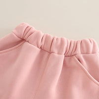 Girls Pink Embroidered Regular Sweatshirt With Sleeveless Jackets, Pants & Bag Sets 4 pc. Sets